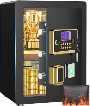 Picture of RYCUZO 3.5 Cuft Large Safe Box, Digital Keypad Home Security Safe With Fireproof Bag & Alarm System(Black)