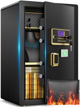 Picture of RYCUZO 6.5 Cuft Large Safe Box, Digital Keypad Home Security Safe With Fireproof Waterproof Bag & Adjustable Shelf