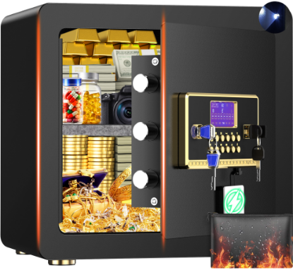 Picture of RYCUZO 2.5 Cuft Safe Box, Digital Keypad Home Security Safe With Fireproof Waterproof Bag & Adjustable Shelf
