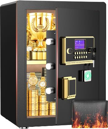 Picture of RYCUZO 4.5 Cuft Large Safe Box, Digital Keypad Home Security Safe With Fireproof Waterproof Bag & Adjustable Shelf
