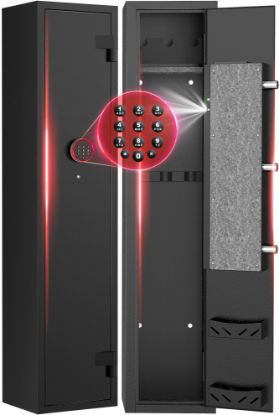 Picture of RYCUZO 2-4 Long Gun Safes, Gun Cabinets for Home Storage of Rifle and Pistols, Quick Access Rifle Safe with Alarm System & Gun Racks