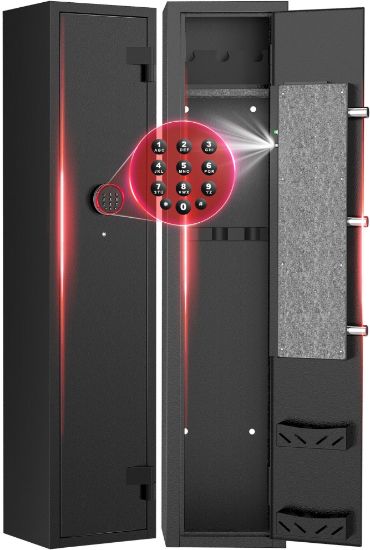 Picture of RYCUZO 2-4 Long Gun Safes, Gun Cabinets for Home Storage of Rifle and Pistols, Quick Access Rifle Safe with Alarm System & Gun Racks