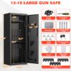 Picture of RYCUZO 12-15 Gun Cabinet, Quick Access Long Gun Safe for Home Rifles and Pistols, Large Unassembled Rifle Safe with Removable Shelves, Digital Keypad, Pegboard